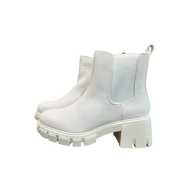 MIA N7947* Womens White Malt Cayson Platform Chelsea Boot Size 7 - Picture 1 of 9